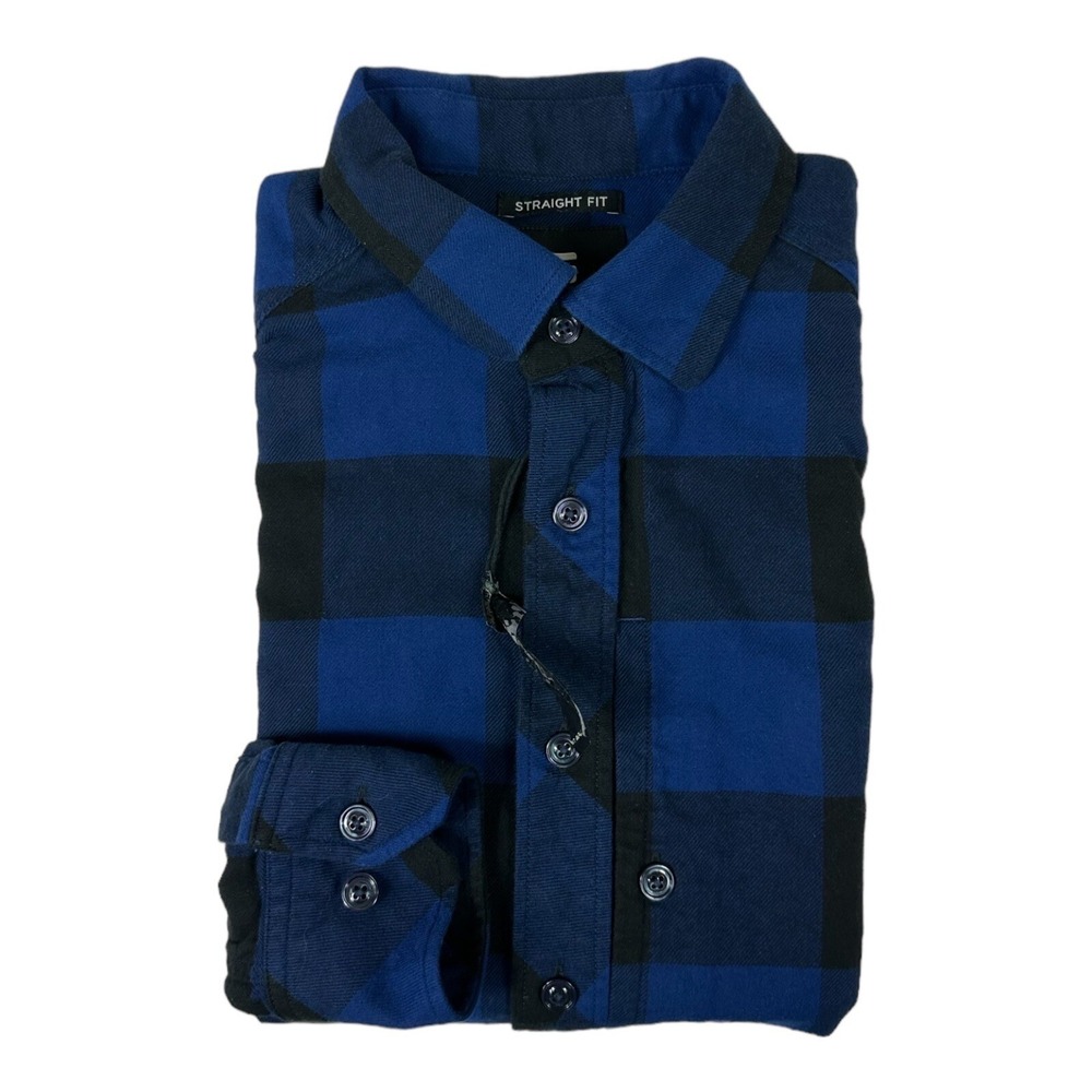 G-Star Raw Blue Black Cotton Flannel Button Front Size Small NWOT